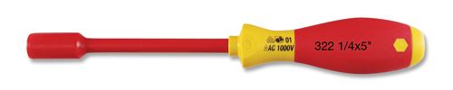 WIHA TOOLS 32264 Nut Driver,1/4 in.,Solid,Ergo,Ins,5 in. 