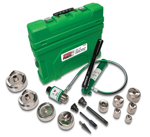 Greenlee 7908SBSP SPEED PUNCH Conduit Knockout Punch Kit with Quick Draw 90  hydraulic driver, 0.5 to 2 conduit size