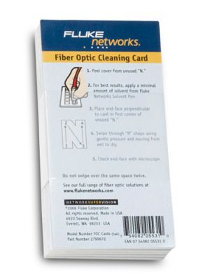 Fluke Networks NFC-CARDS-5PK Fiber Optic Cleaning Cards, 5-Pack
