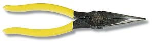Klein Tools D203-8NCR Long Nose Pliers w/Cut-Strip-Crimp, 8''