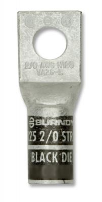 BURNDY YA26 Compression Lug, One Hole 2/0 AWG, BLACK - Long