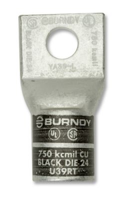 BURNDY YA39 Compression Lug, One Hole 750 kcmil, BLACK - Long