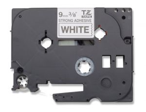 Brother TZe-S221 P-Touch Tape, BLACK on WHITE, Extra Stg, 3/8