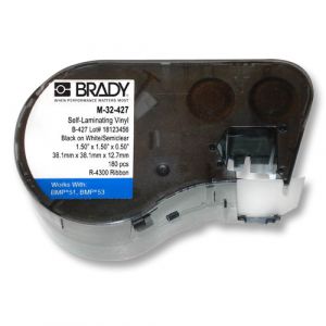 Brady M-32-427 Self-Laminating Label, Black on White, 1.5