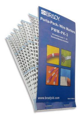 Brady PWM-PK-3 Vinyl Cloth Porta-Pack Wire Markers, 1-45