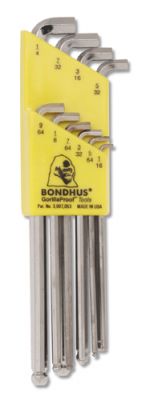 Bondhus 16738 Ball End Hex L-Wrenches, 1/16-1/4