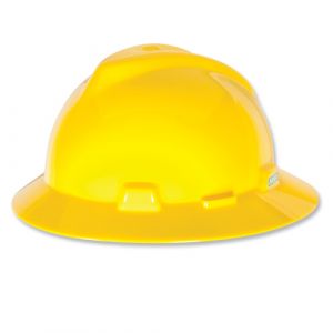 MSA 475366 V-Gard Slotted Full Brim Hat w/Fas-Trac III, Yellow