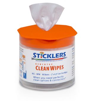 Sticklers MCC-WFW CleanWipes Benchtop Fiber Optic Wipes, 90/Tub
