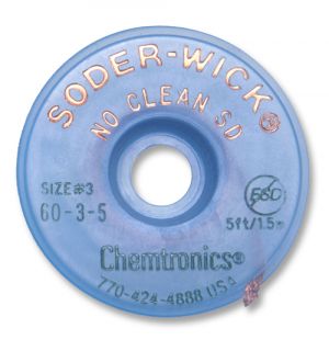 Chemtronics 60-3-5 Soder-Wick No Clean Braid, 5' GREEN