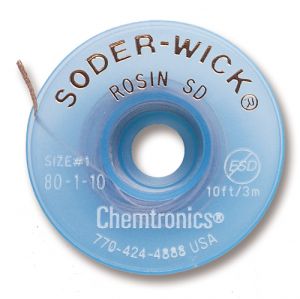 Chemtronics 80-1-10 Soder-Wick Rosin SD Braid, 10' WHITE