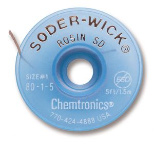 Chemtronics 80-1-5 Soder-Wick Rosin SD Braid, 5' WHITE
