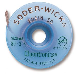 Chemtronics 80-3-5 Soder-Wick Rosin SD Braid, 5' GREEN