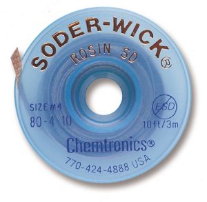 Chemtronics 80-4-10 Soder Wick Rosin SD Braid, 10' BLUE