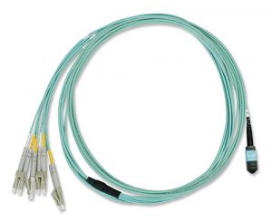 FiberXP MTP to LC 8-Fiber Optic Fan-out Cable OM3 Multimode, 10m
