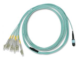 FiberXP MTP to LC 12-Fiber Optic Fan-out Cable OM3 Multimode,10m