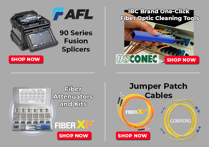 AFL, US Conec, Fiber XP and Jumper Patch Cables promos.