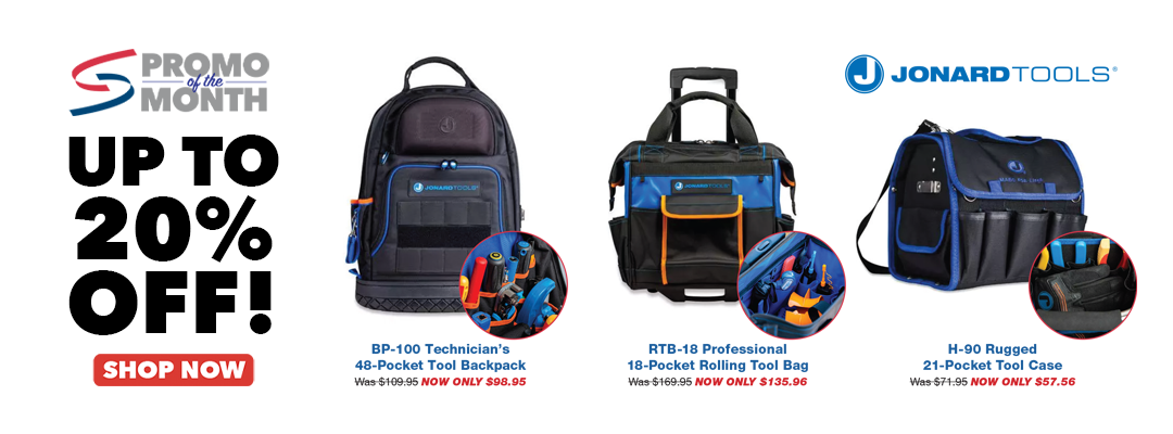 Promo of the Month April 2024 - UP TO 20% OFF Jonard Tool Bags