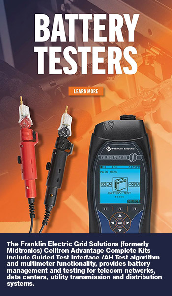 Franklin Electric Battery Testers. The Franklin Electric Grid Solutions (formerly Midtronics) Celltron Advantage Complete Kits include Guided Test Interface /AH Test algorithm and multimeter functionality, provides battery management and testing for telecom networks, data centers, utility transmission and distribution systems.