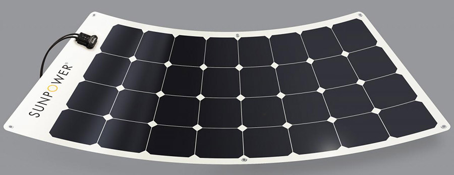 SunPower flexible solar panel in curve