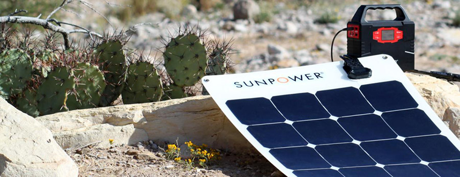 SunPower solar panel in desert